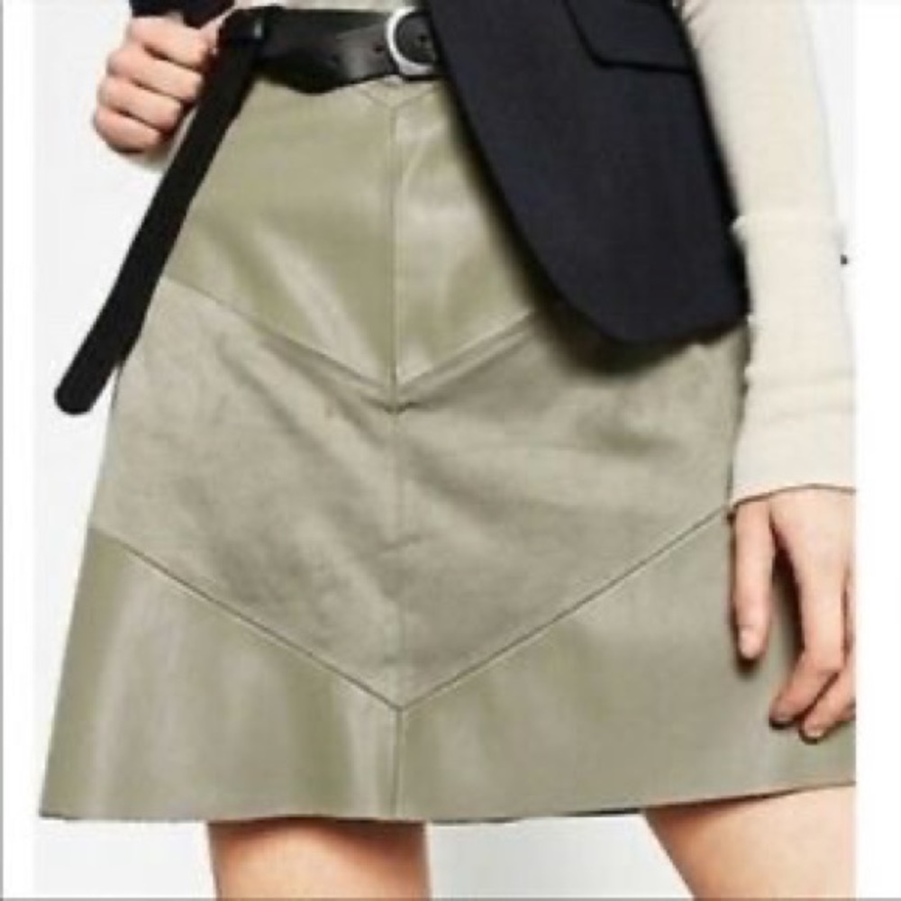 Zara faux leather & suede skirt